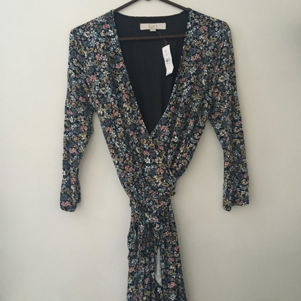 Loft Floral Print Wrap Dress